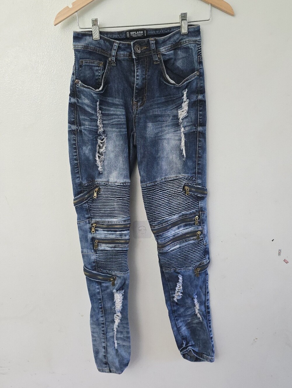 Splash Men's Distressed Skinny Jeans - Blue